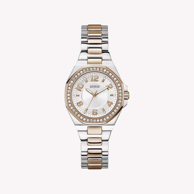 Guess Women's Silver & Rose Gold Watch, White Dial | Gw0877l4 by i-watch