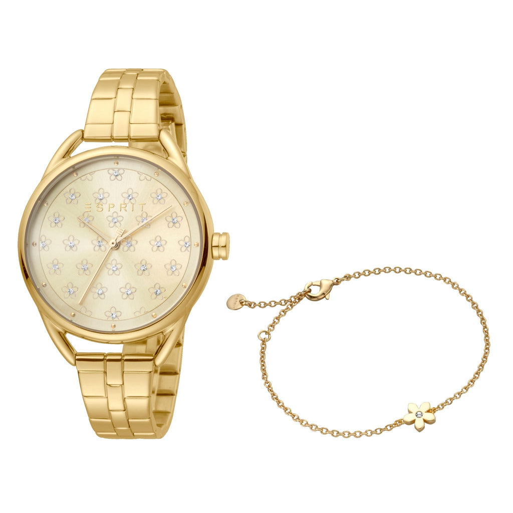 ESPRIT Women's Watch with Gold Stainless Steel Case and Gold Stainless Steel Band