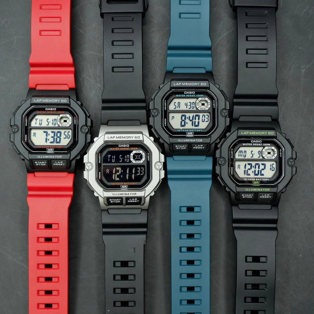 Casio Men's Silver Resin Watch, Black Dial | Ws-1400h-1bvcf by i-watch