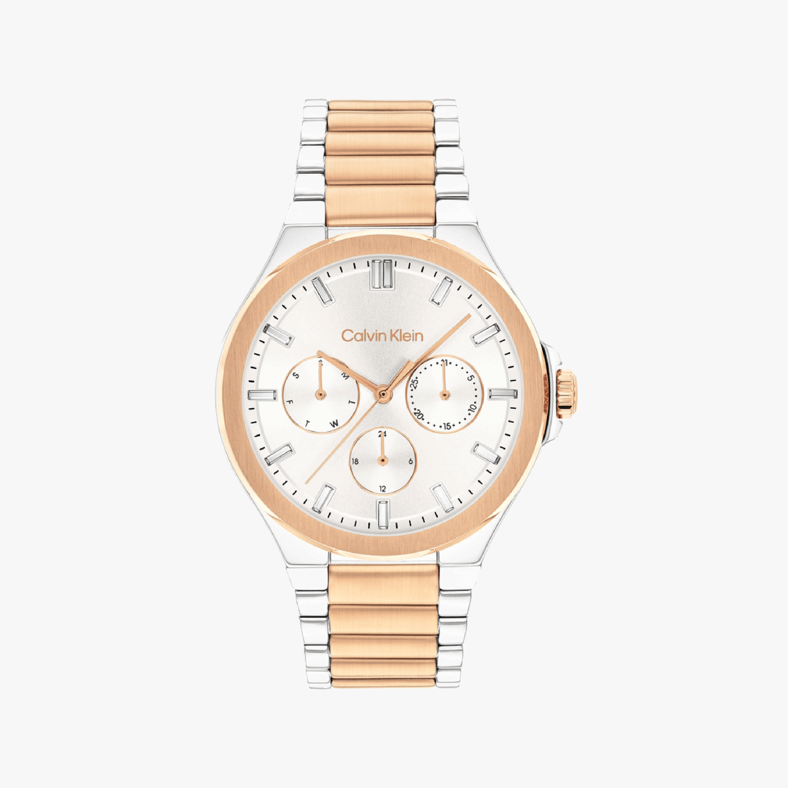 Ck Calvin Klein Women's Silver/Rose Gold Watch, Silver Dial | 25100052 by i-watch