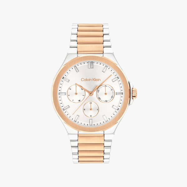Ck Calvin Klein Women's Silver/Rose Gold Watch, Silver Dial | 25100052 by i-watch