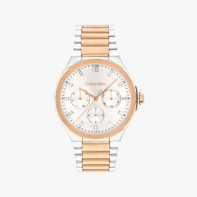 Ck Calvin Klein Women's Silver/Rose Gold Watch, Silver Dial | 25100052 by i-watch