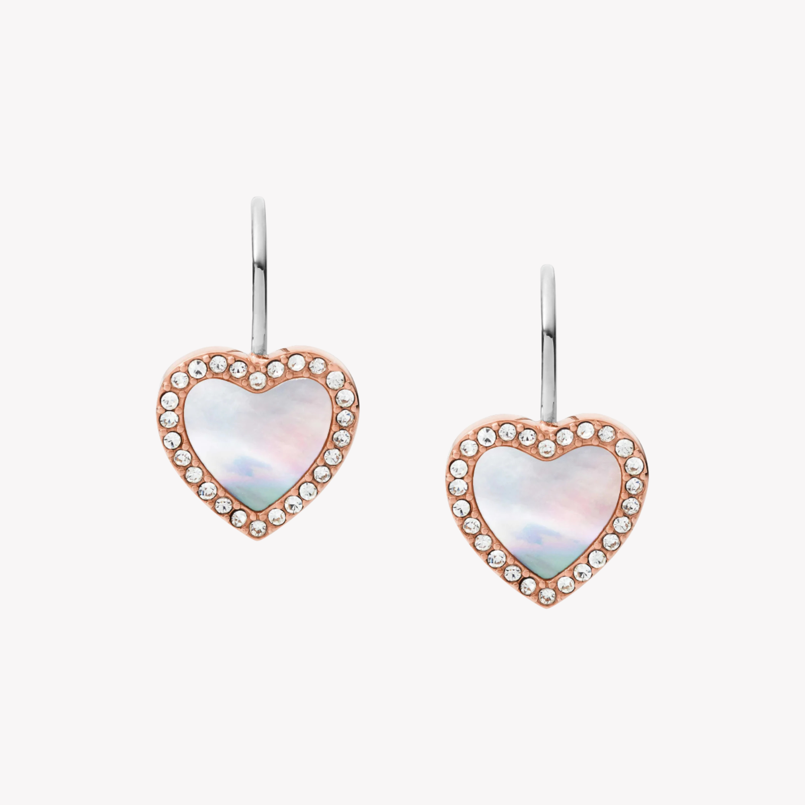 Fossil Women's Rose Gold Earrings, Mother-of-Pearl & Cubic Zirconia | JF03456791