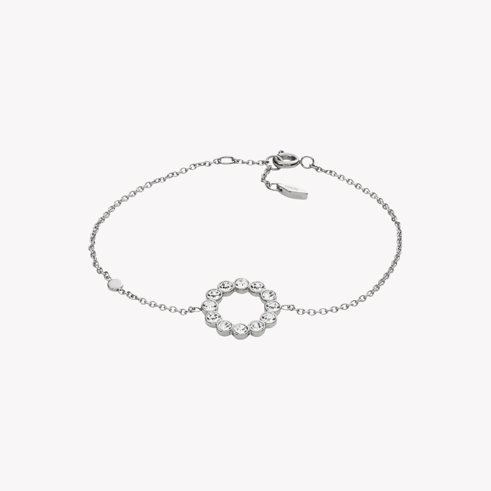 Fossil Women's Silver Bracelet, White Crystals | JF02799040