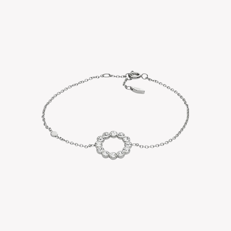 Fossil Women's Silver Bracelet, White Crystals | JF02799040