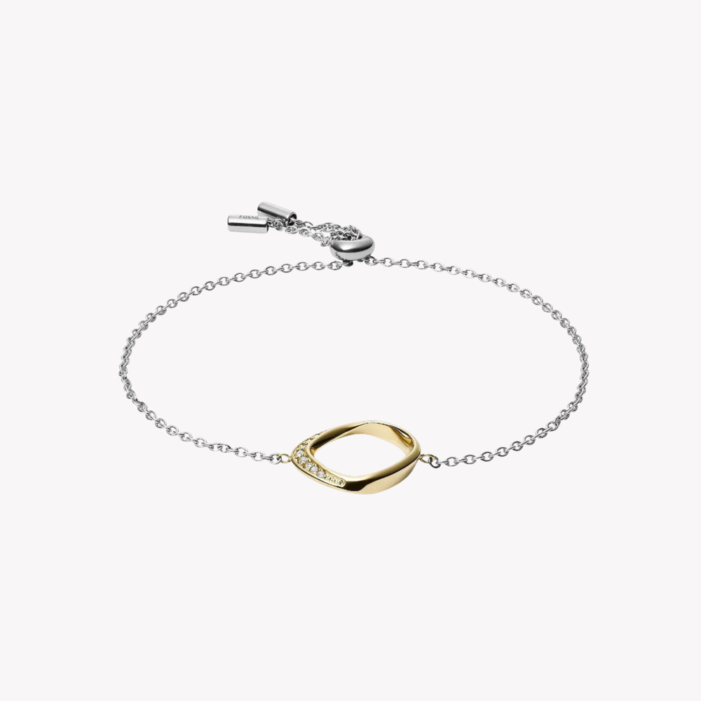 Fossil Women's Silver & Gold Bracelet, Glitz Accents | JF03200998
