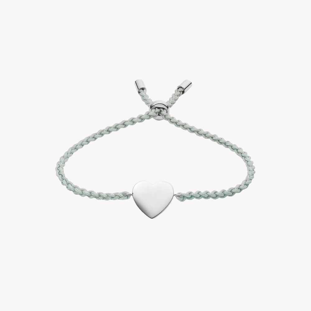 Fossil Women's Aqua Blue Bracelet, Stainless Steel Heart Pendant | JF03078040