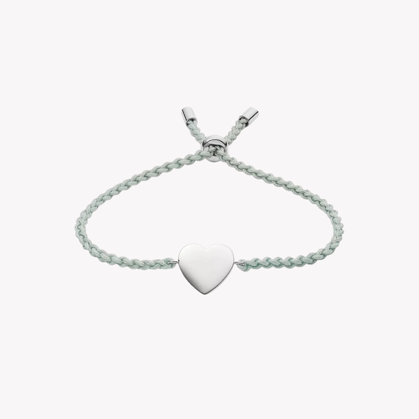 Fossil Women's Aqua Blue Bracelet, Stainless Steel Heart Pendant | JF03078040
