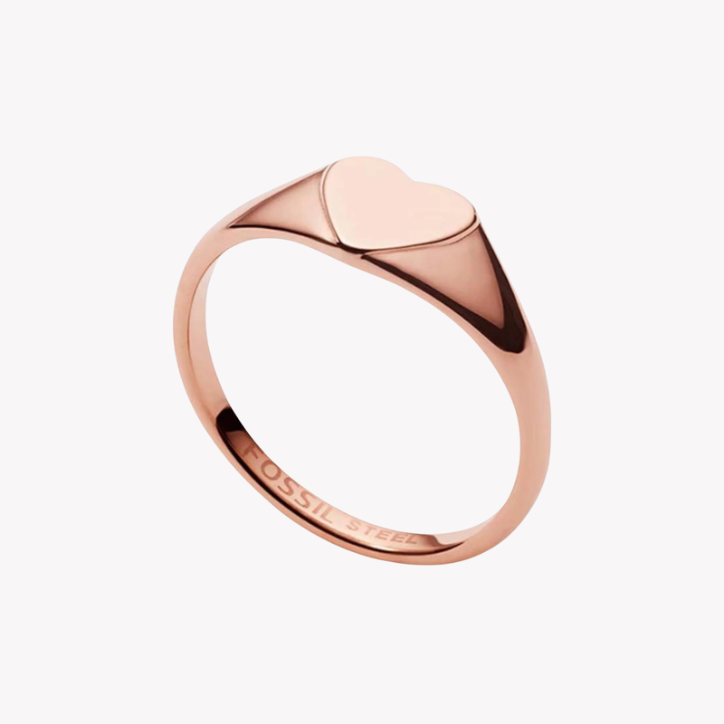 Fossil Women's Rose Gold-Tone Ring, Heart Detail | JF03366791505