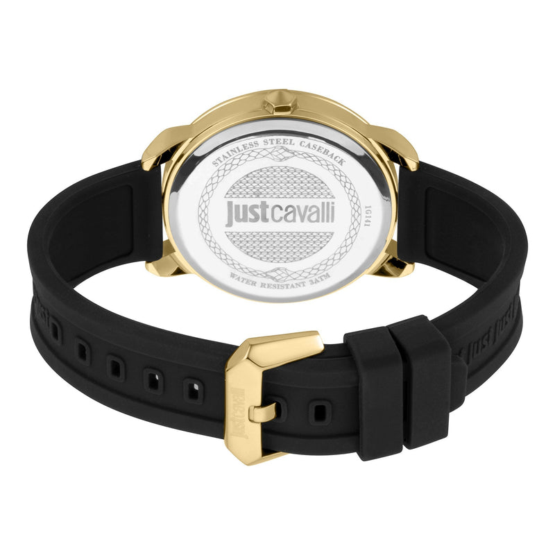 Just Cavalli Jc1g141p0035 Men's Elegant Champagne Dial Watch - Black Silicone & Gold Case by i-watch