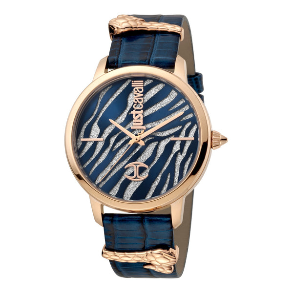 Just Cavalli Women's Rose Gold Stainless Steel Watch, Blue Leather Case | Jc1l127l0035 by i-watch