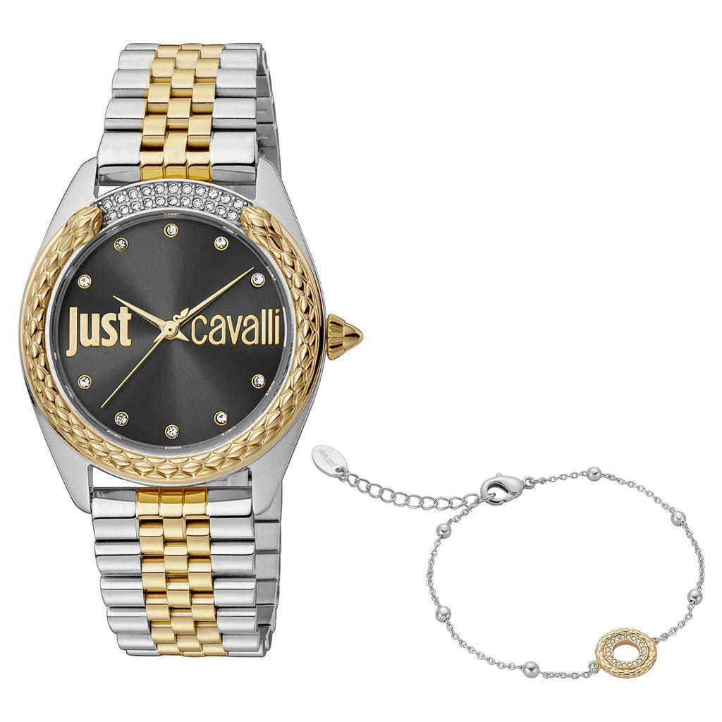 JUST CAVALLI Women's Watch with Silver & Gold Stainless Steel Case and Silver & Gold Stainless Steel Band