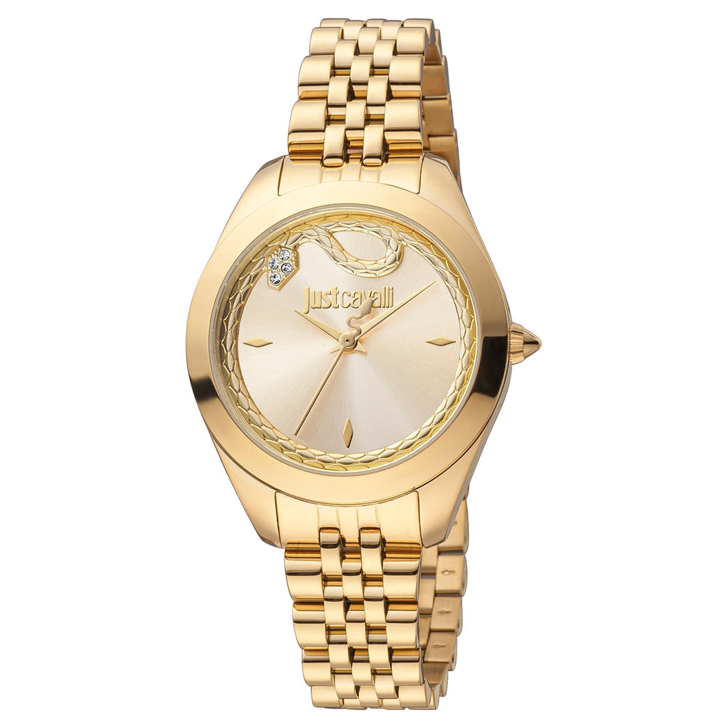 JUST CAVALLI Women's Watch with Gold Stainless Steel Case and Gold Stainless Steel Band
