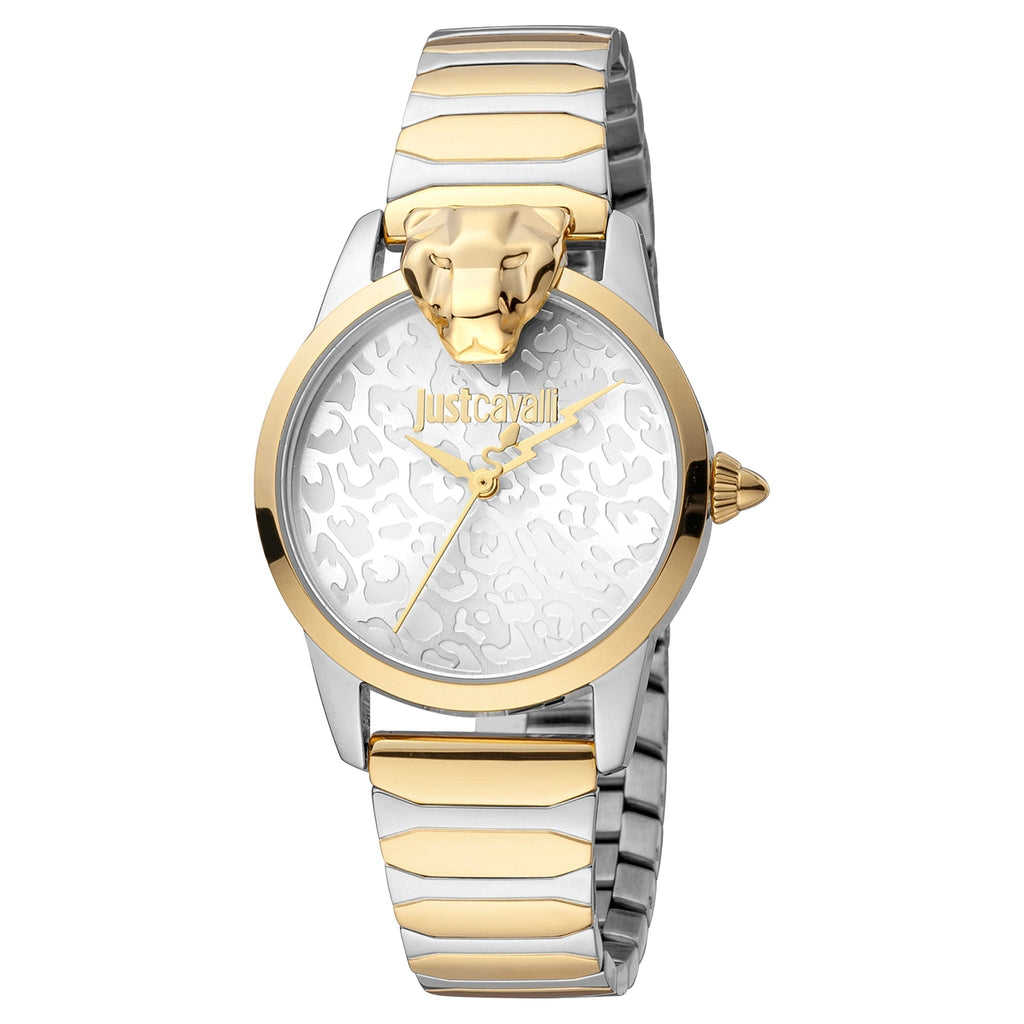 JUST CAVALLI Women's Watch with Silver & Gold Stainless Steel Case and Silver & Gold Stainless Steel Band