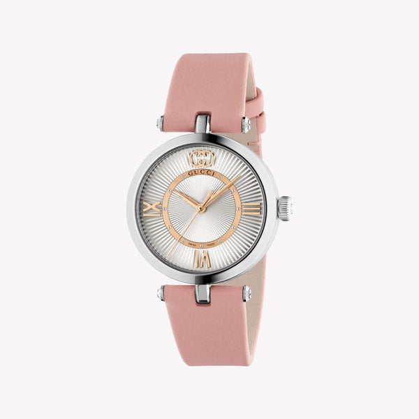 GUCCI YA167506 Chic Women's Watch in Silver & Pink Leather-i-Watch