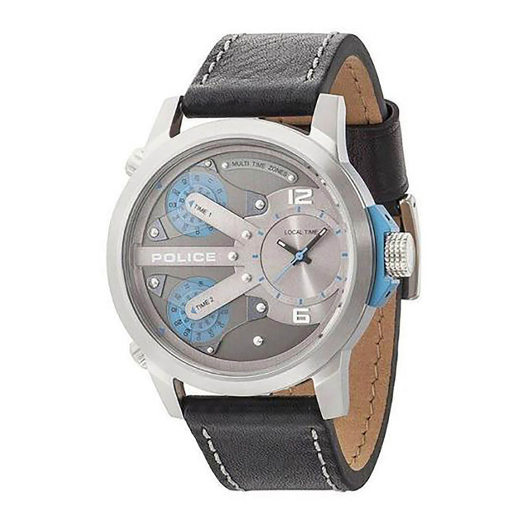 POLICE MEN'S BOLD MULTICOLOR TIMEPIECE - STAINLESS STEEL & BLACK LEATHER