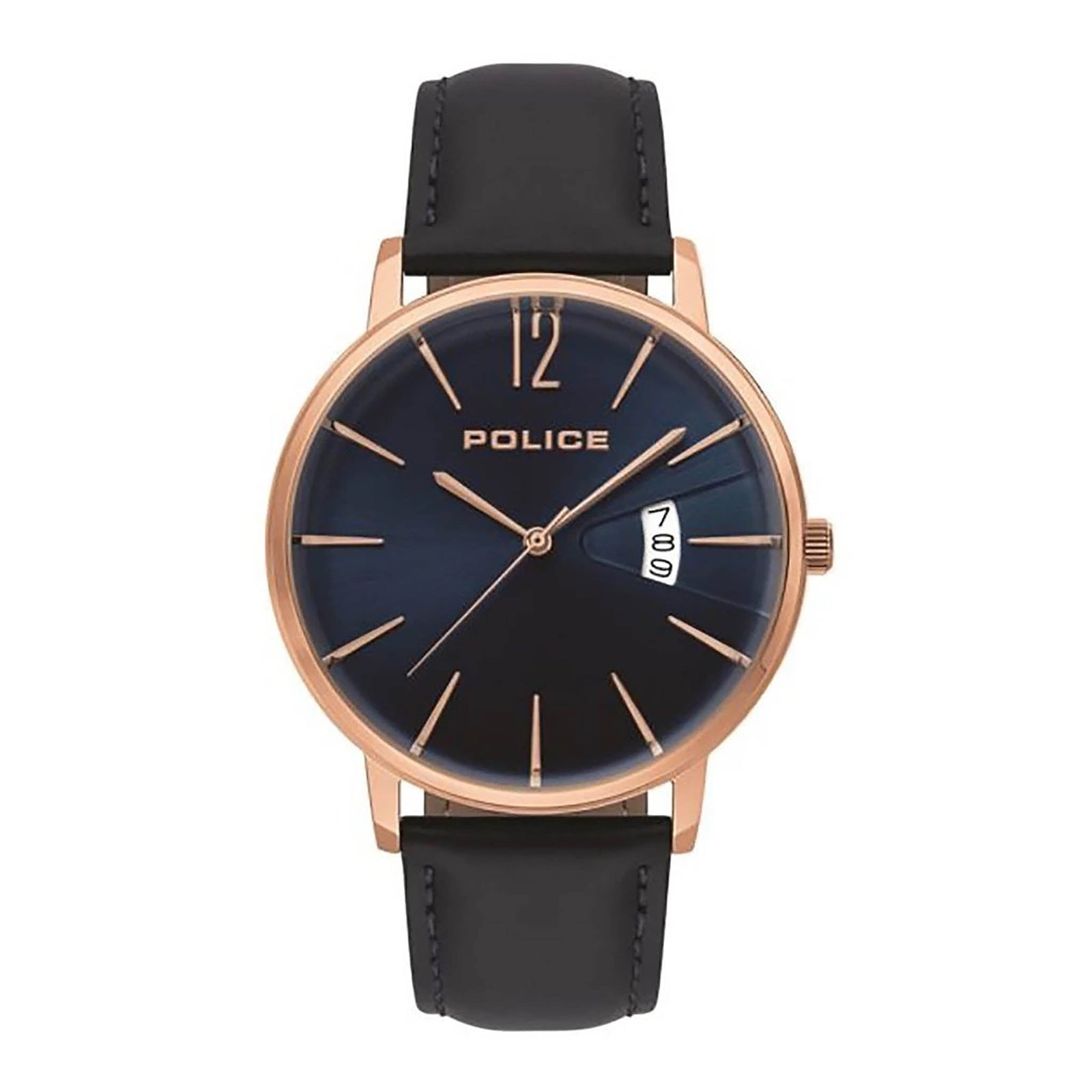 Police Watch Police Men's Striking Blue Dial Timepiece - Elegant Black Leather Band by i-watch