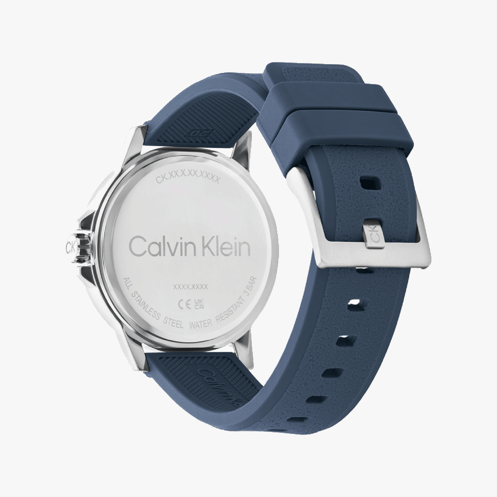 CK CALVIN KLEIN BLUE DIAL - ELEGANTLY STRIKING MEN'S WATCH WITH SILICONE BAND-i-Watch-3