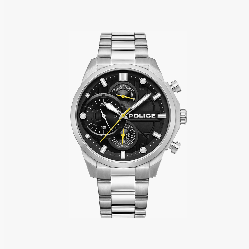 Police Men's Silver Watch, Black Dial | Pewgk0039204 by i-watch