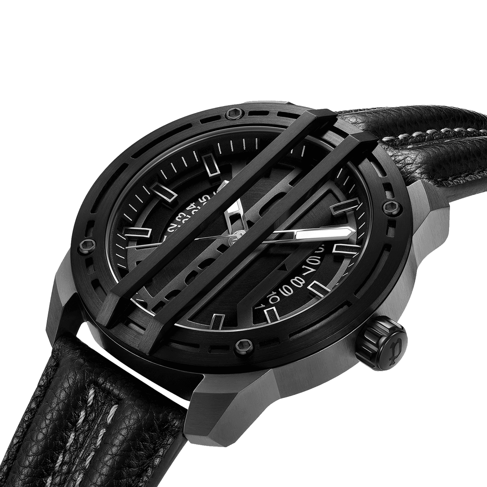 Police Men's Black Leather Watch, Stainless Steel Case | Pewgb0039840 by i-watch