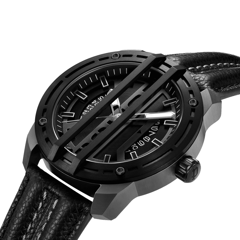 Police Men's Black Leather Watch, Stainless Steel Case | Pewgb0039840 by i-watch