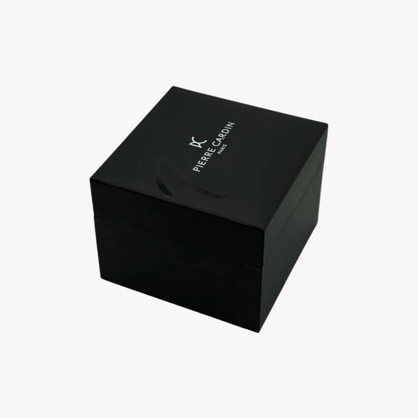 Pierre Cardin Women's Black Leather Watch, Silver Dial | Ccm.0504