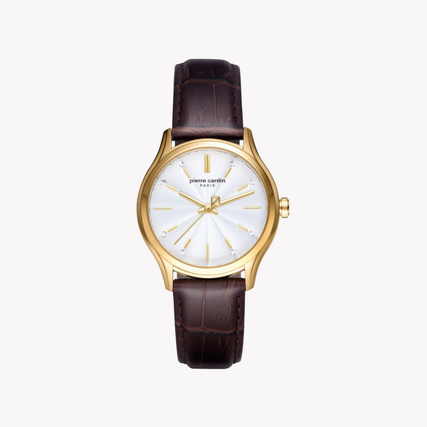 Pierre Cardin Women's Brown Leather Watch, Silver Dial | Pc902432f02 by i-watch