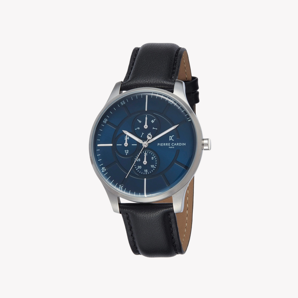 Pierre Cardin Men's Leather Watch, Blue Dial | Pc902731f101