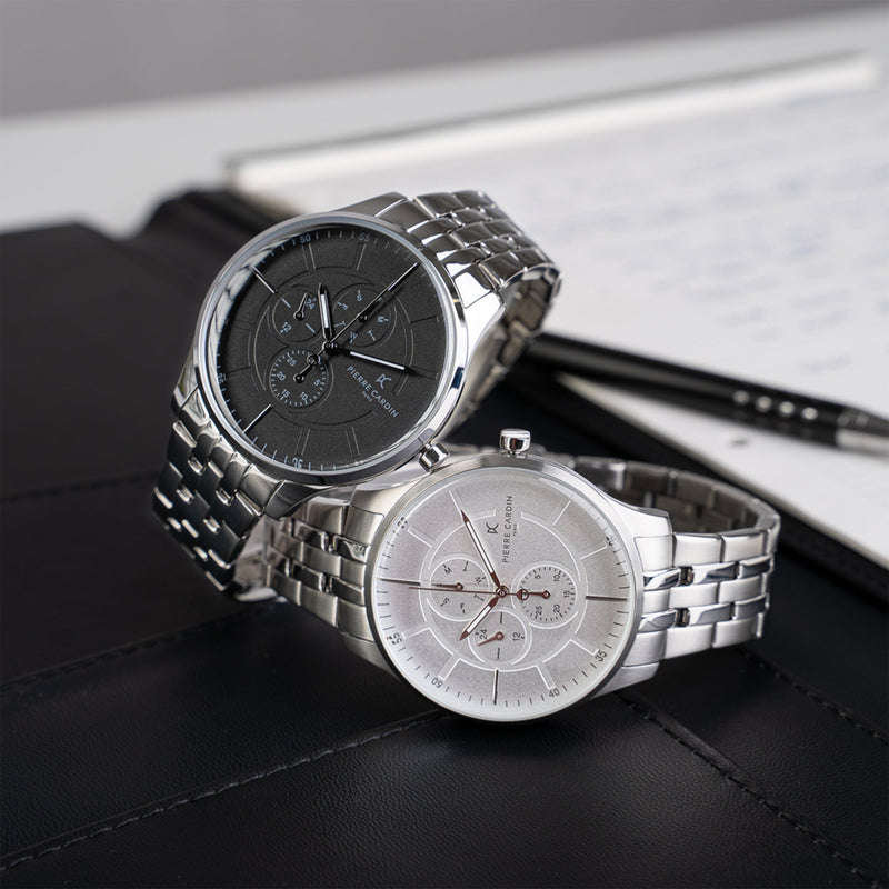 Pierre Cardin Men's Silver Stainless Steel Watch, White Dial | Pc902731f104 by i-watch