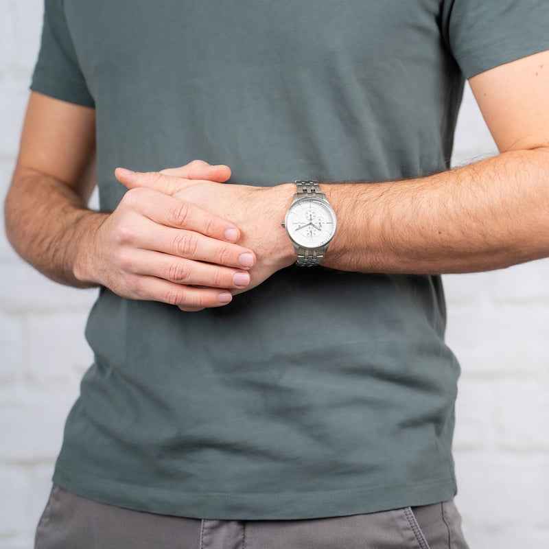 Pierre Cardin Men's Silver Stainless Steel Watch, White Dial | Pc902731f104 by i-watch