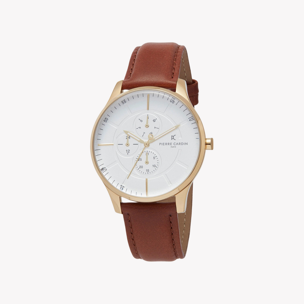 Pierre Cardin Men's Stainless Steel Gold Watch, White Dial | Pc902731f111