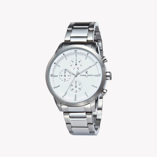Pierre Cardin Men's Silver Watch, White Dial | Pc902741f108 by i-watch