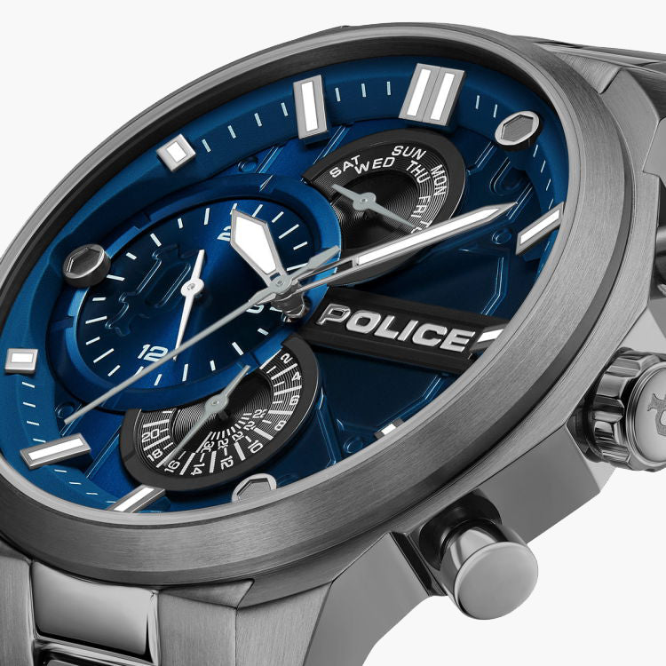 POLICE PEWGK0039205 - MASCULINE ADVENTURER: STYLISH GREY & BLUE STAINLESS STEEL WATCH-i-Watch-2