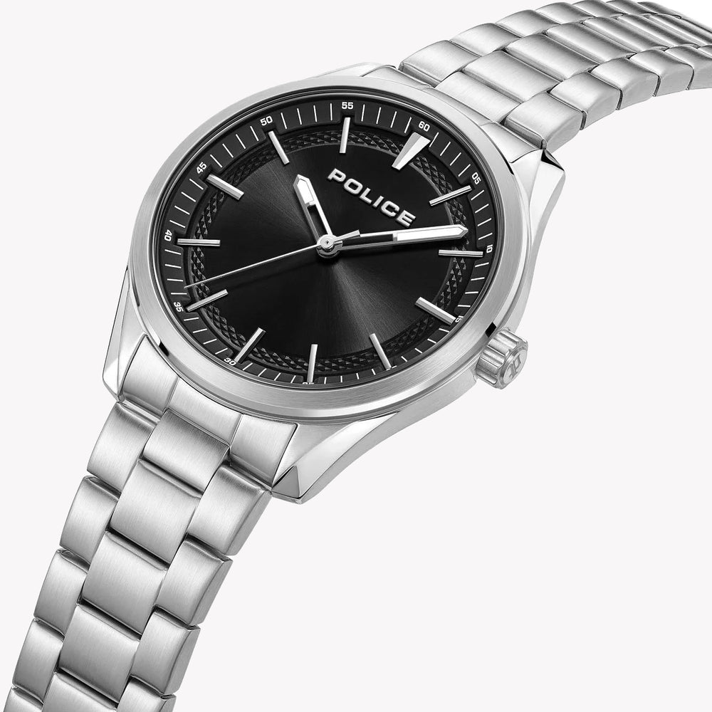 Police Grille Watch Black Dial - Stainless Steel Bracelet Men