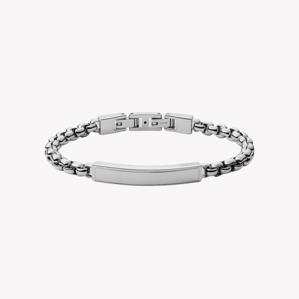 Fossil Men's Silver Bracelet, Sleek ID Plate | JF03919040