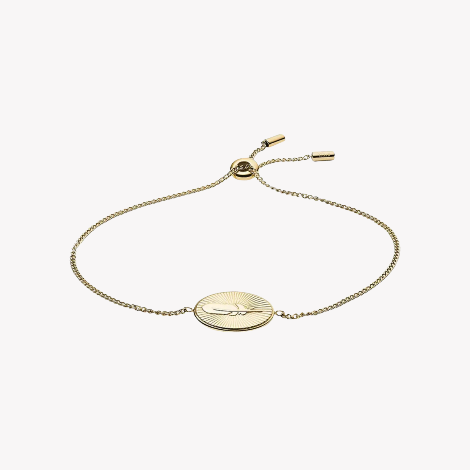 Fossil Women's Gold-Tone Bracelet, Feather Pendant | JF03237710