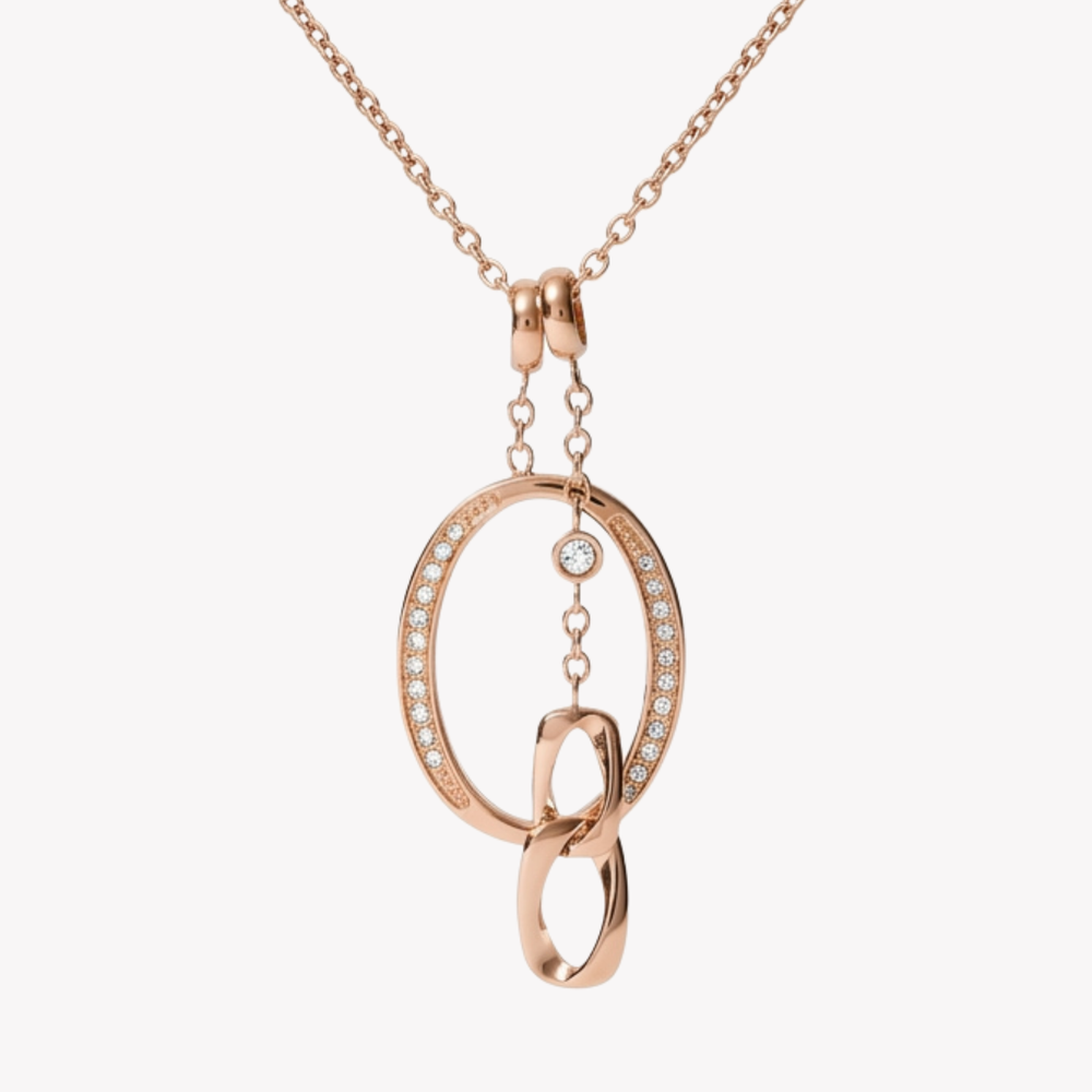 Fossil Women's Rose Gold-Tone Necklace, Crystal Accents | JF03350791