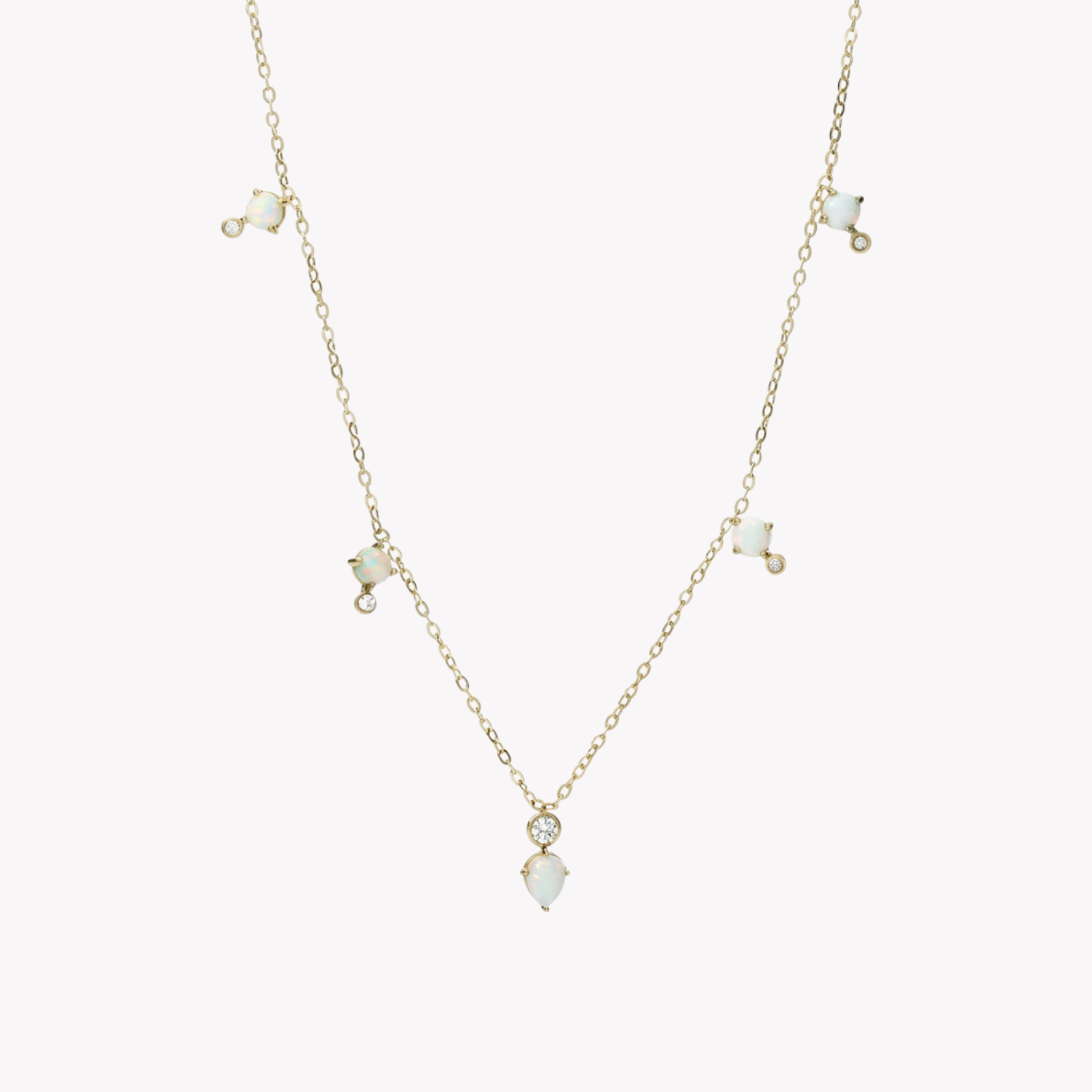 Fossil Women's Gold-Tone Necklace, White Opal & Crystal Accents | JF03880710