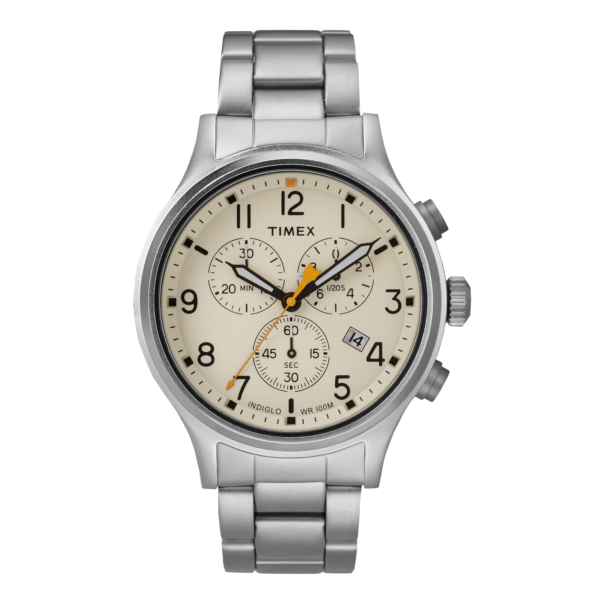 TIMEX Military Allied TW2R47600 - Men's Silver Stainless Steel Chronograph Watch with INDIGLO Light