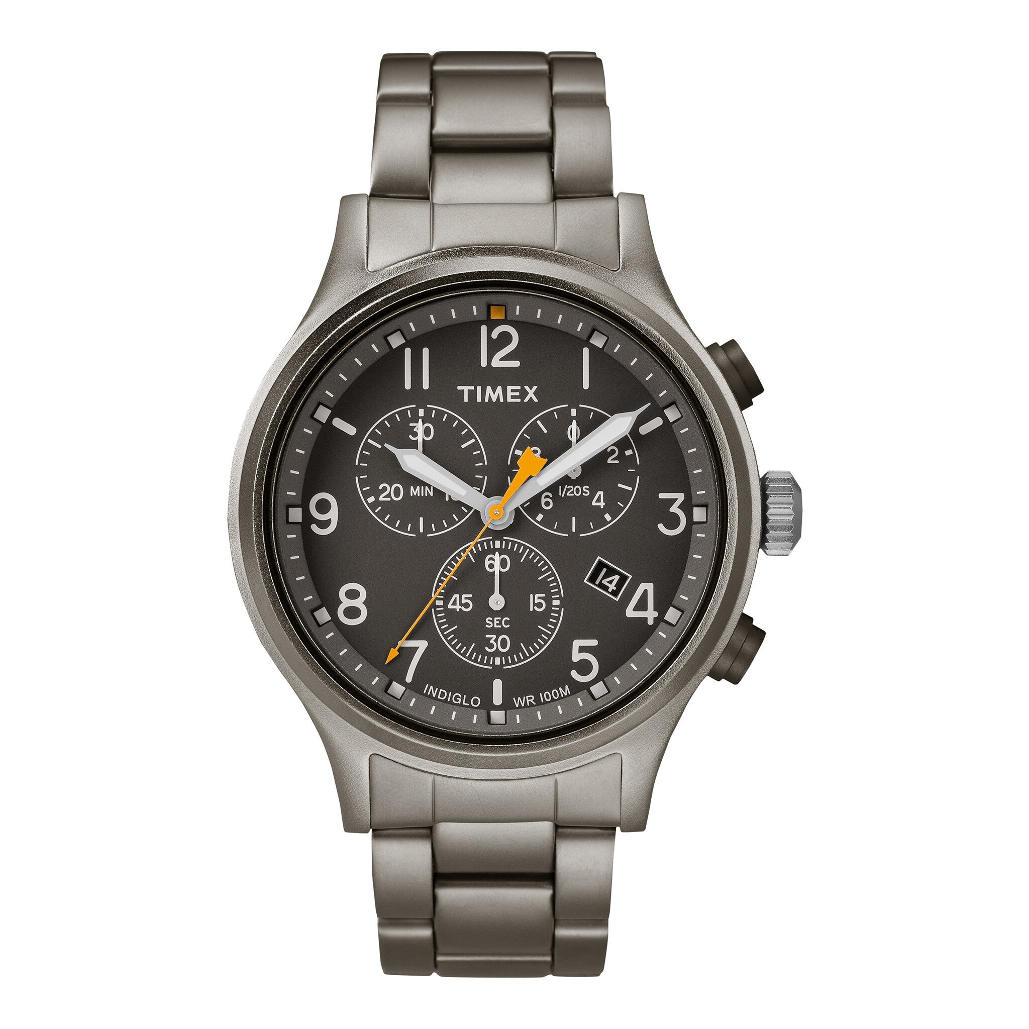 TIMEX TW2R47700 MILITARY ALLIED - MEN'S GRAY STAINLESS STEEL WATCH WITH BLACK DIAL & INDIGLO LIGHT