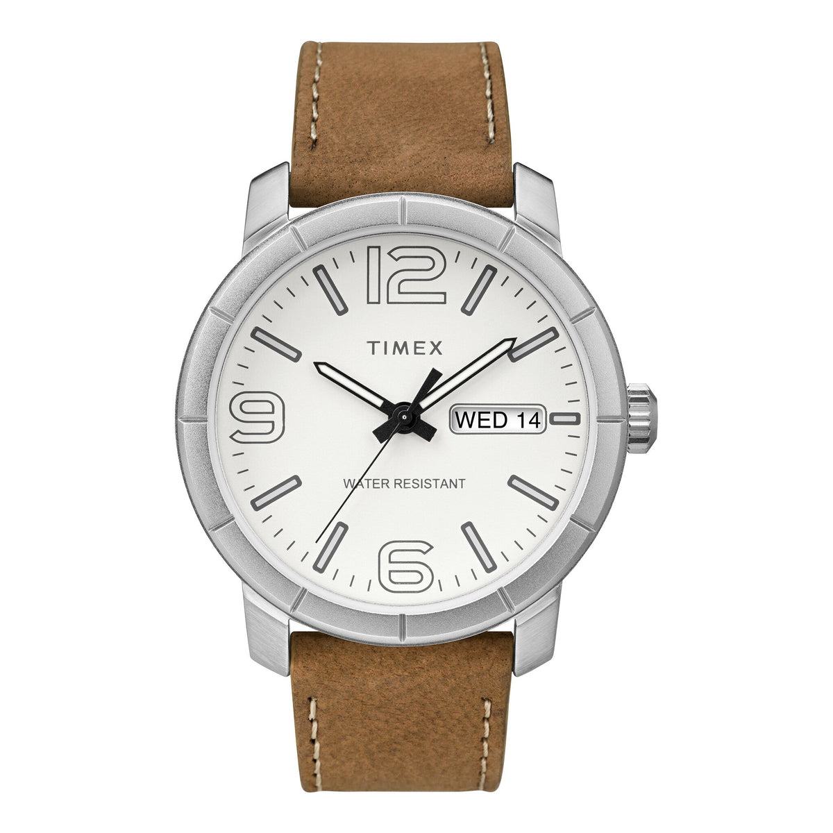 TIMEX TW2R64100 CITY CASUAL MOD - ELEGANT TAN LEATHER & WHITE DIAL MEN'S WATCH