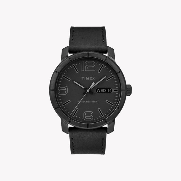 Timex City Casual Mod Tw2r64300 - Stylish Black Leather Men's Watch With 44mm Brass Case And Date Display