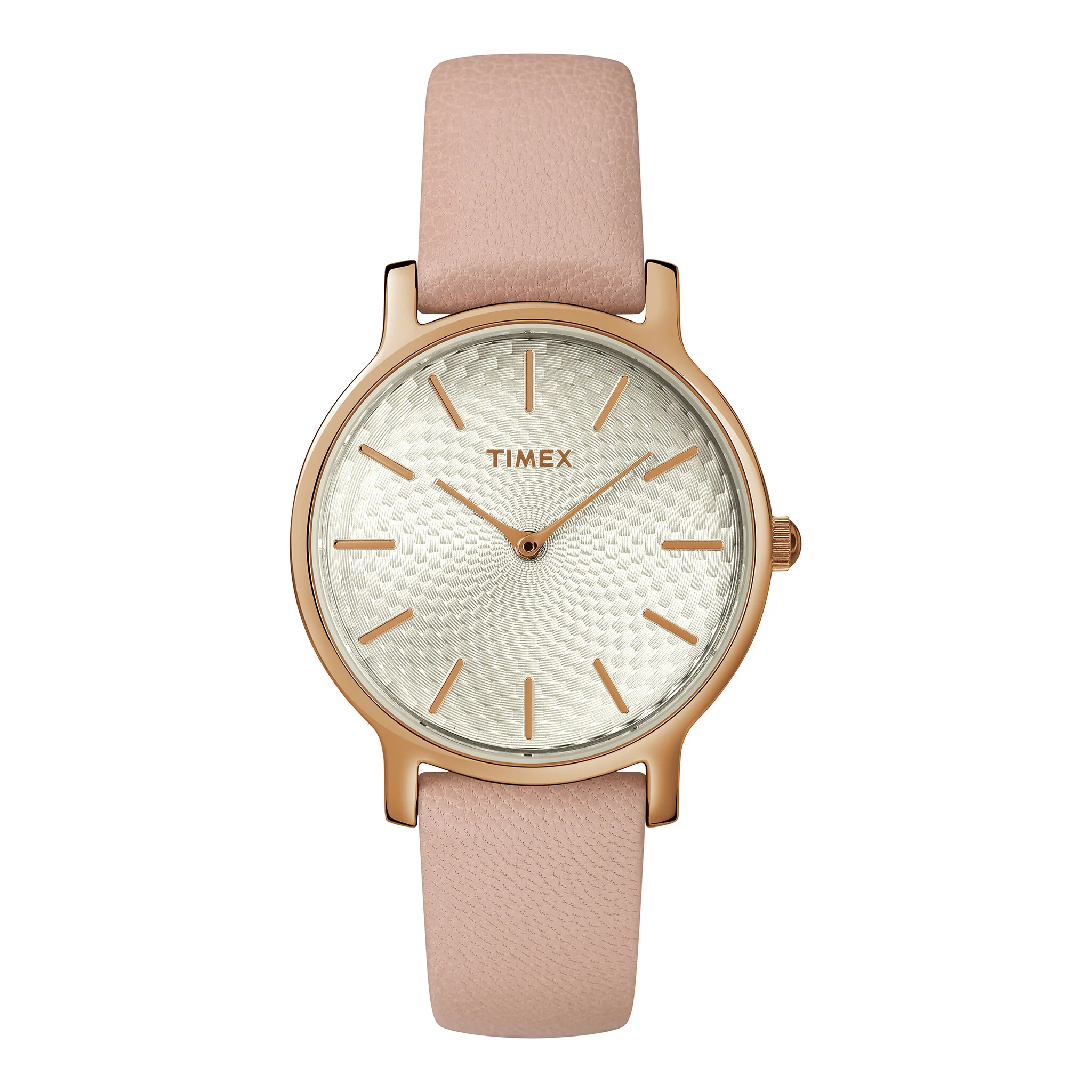 TIMEX Women's Watch with Rose Gold Brass Case and Pink Leather Band