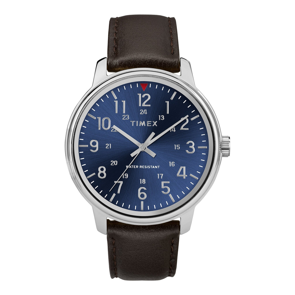 TIMEX MAIN STREET TW2R85400 - ELEGANT BLUE DIAL MEN'S WATCH WITH BROWN LEATHER STRAP