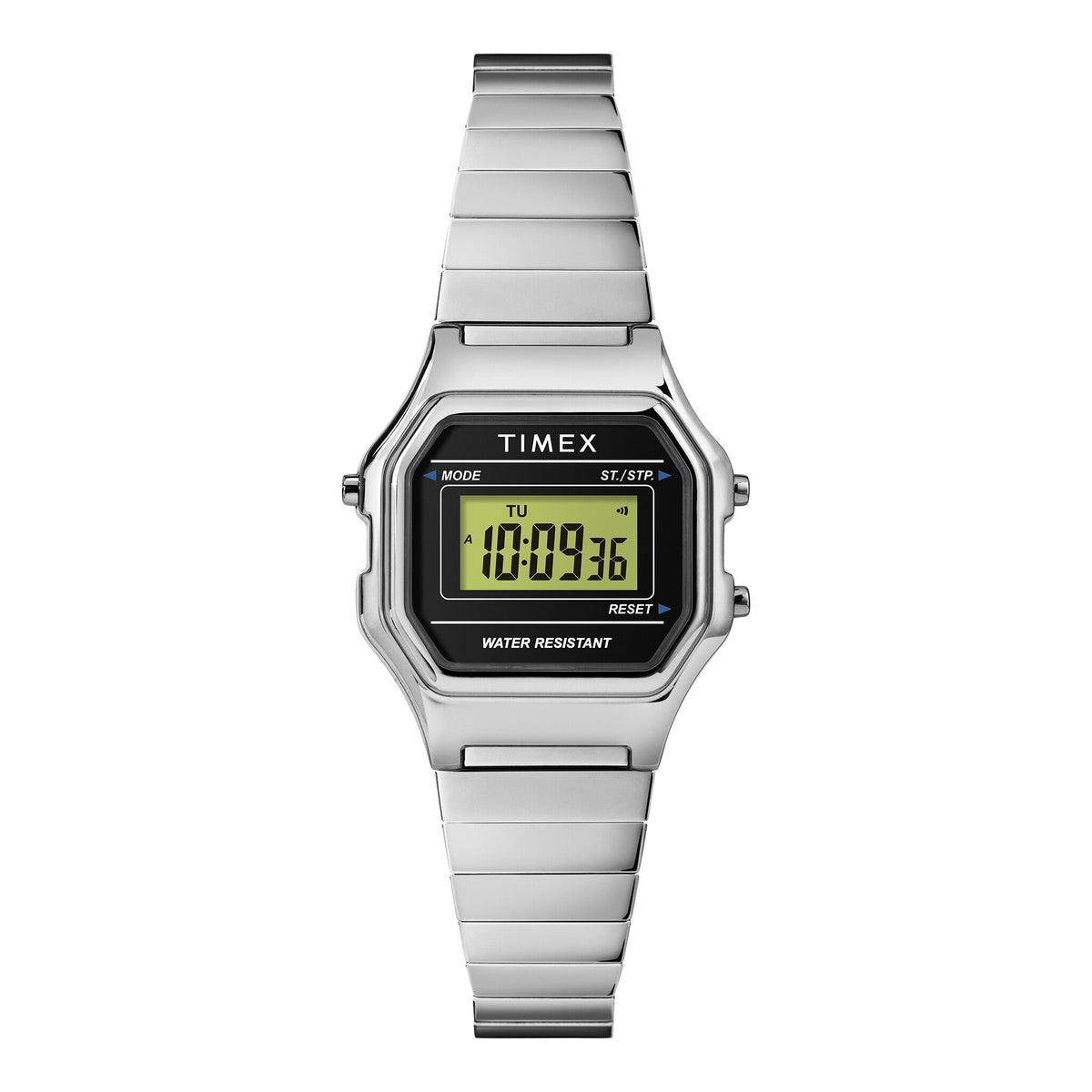 TIMEX Women's Watch with Silver Resin Case and Silver Stainless Steel Band