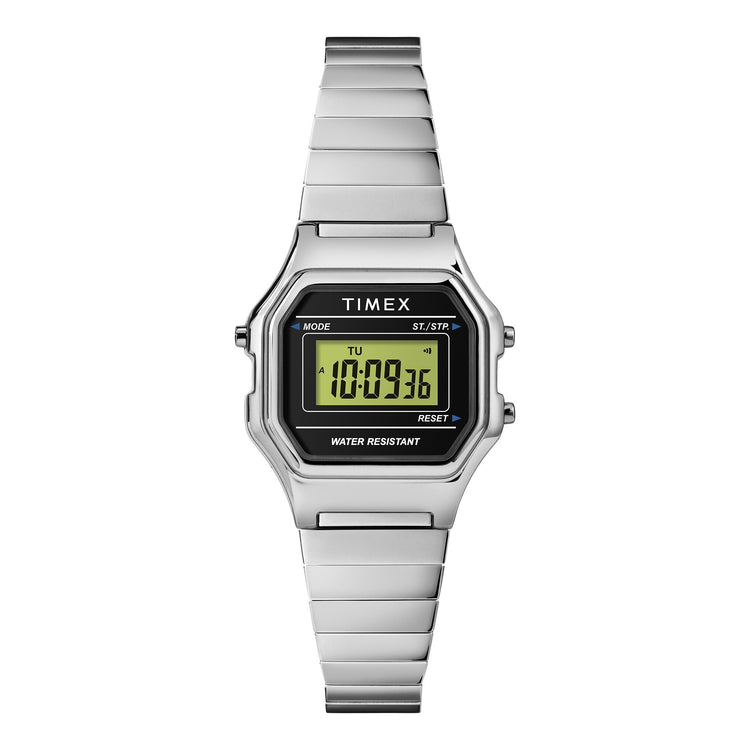 TIMEX Women's Watch with Silver Resin Case and Silver Stainless Steel Band