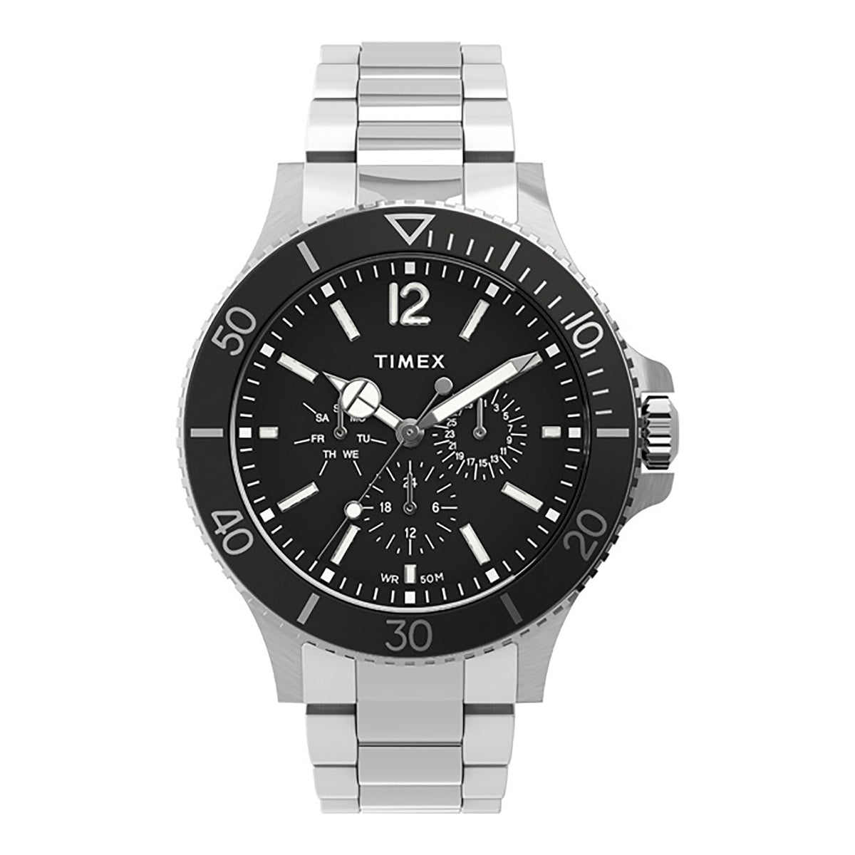 TIMEX City Collection TW2U13100 Harborside - Men's Elegant Silver & Black Timepiece