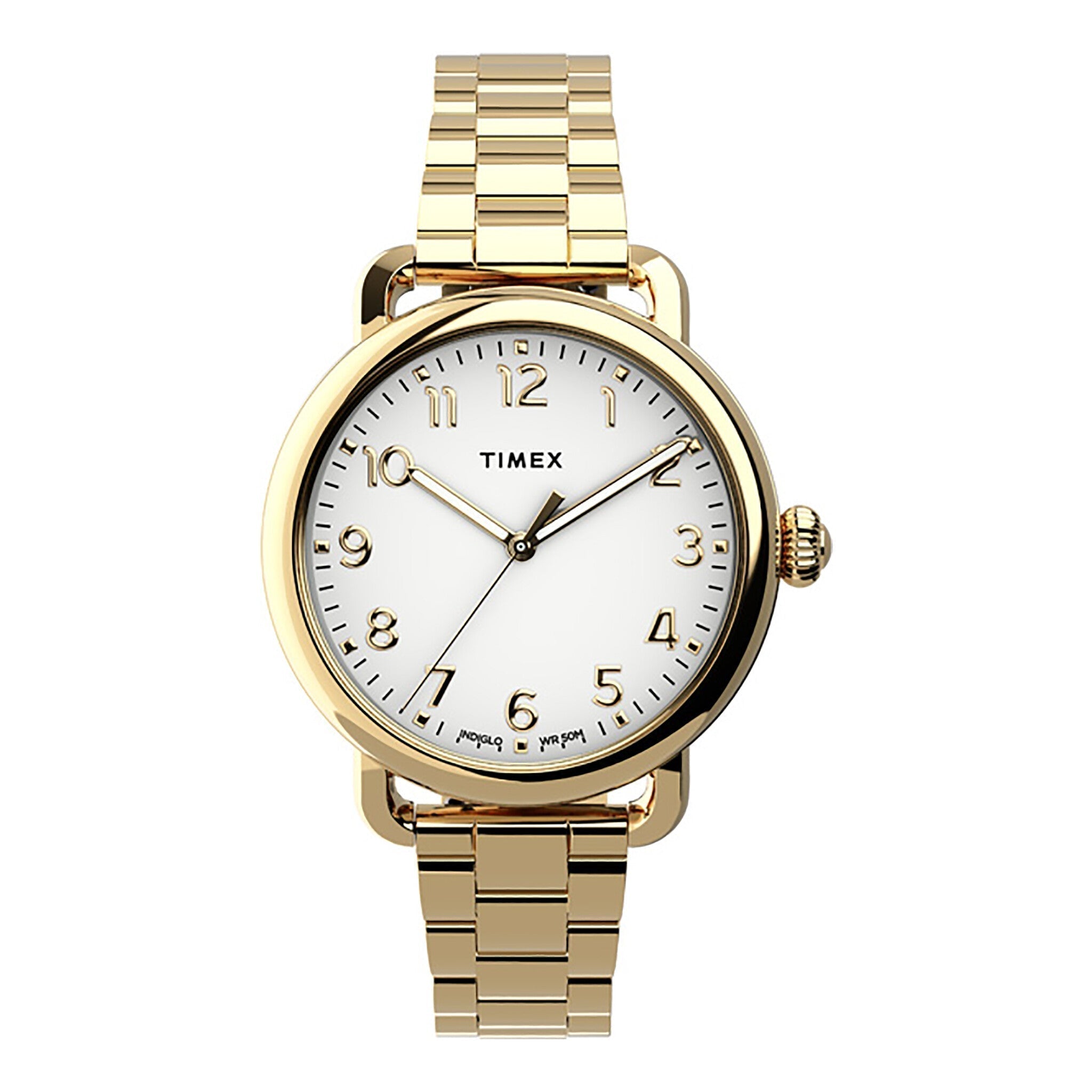 TIMEX Women's Watch with Gold Brass Case and Gold Stainless Steel Band