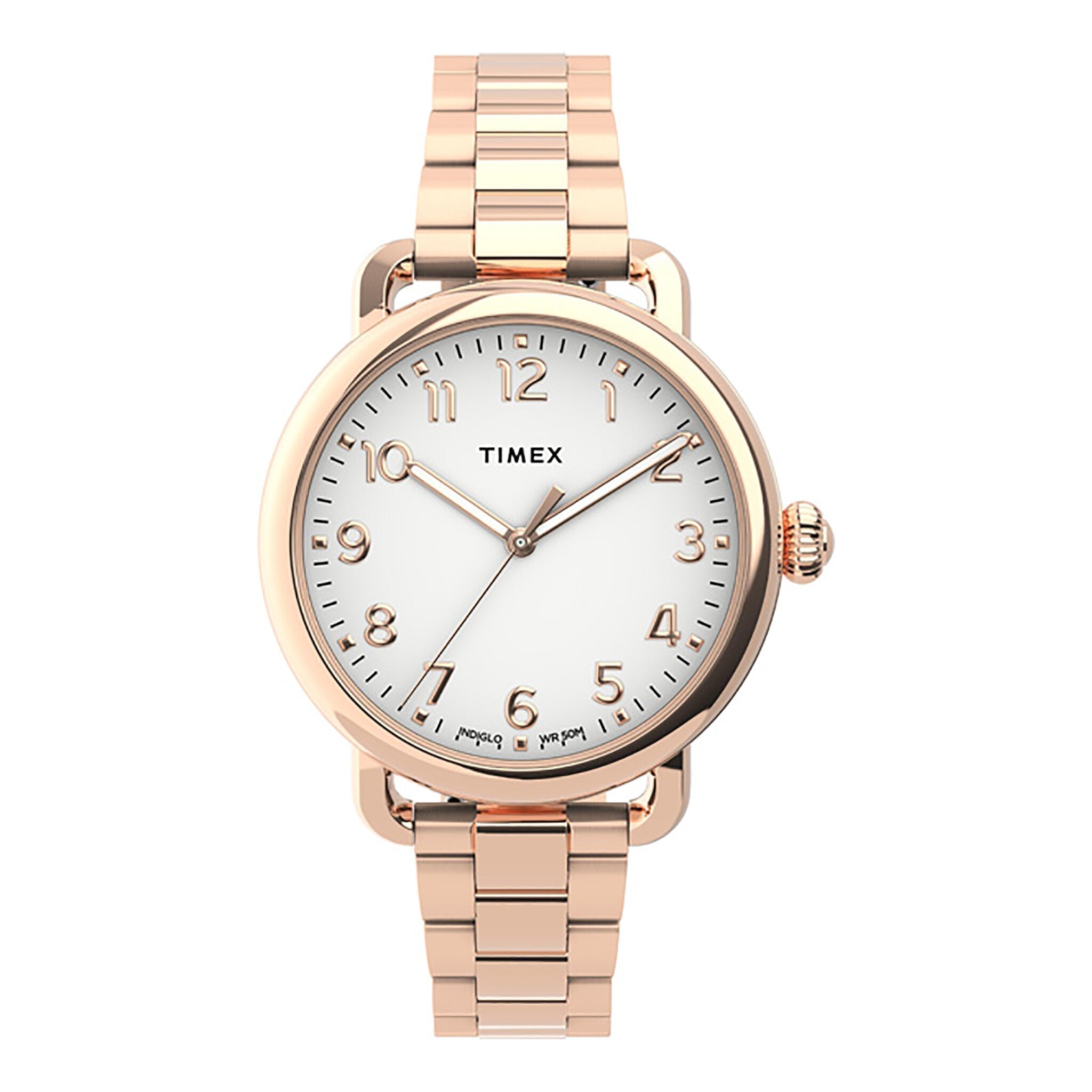 TIMEX Women's Watch with Rose Gold Brass Case and Rose Gold Stainless Steel Band