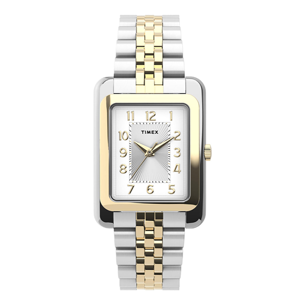 TIMEX Women's Watch with Silver Brass Case and Silver & Gold Stainless Steel Band